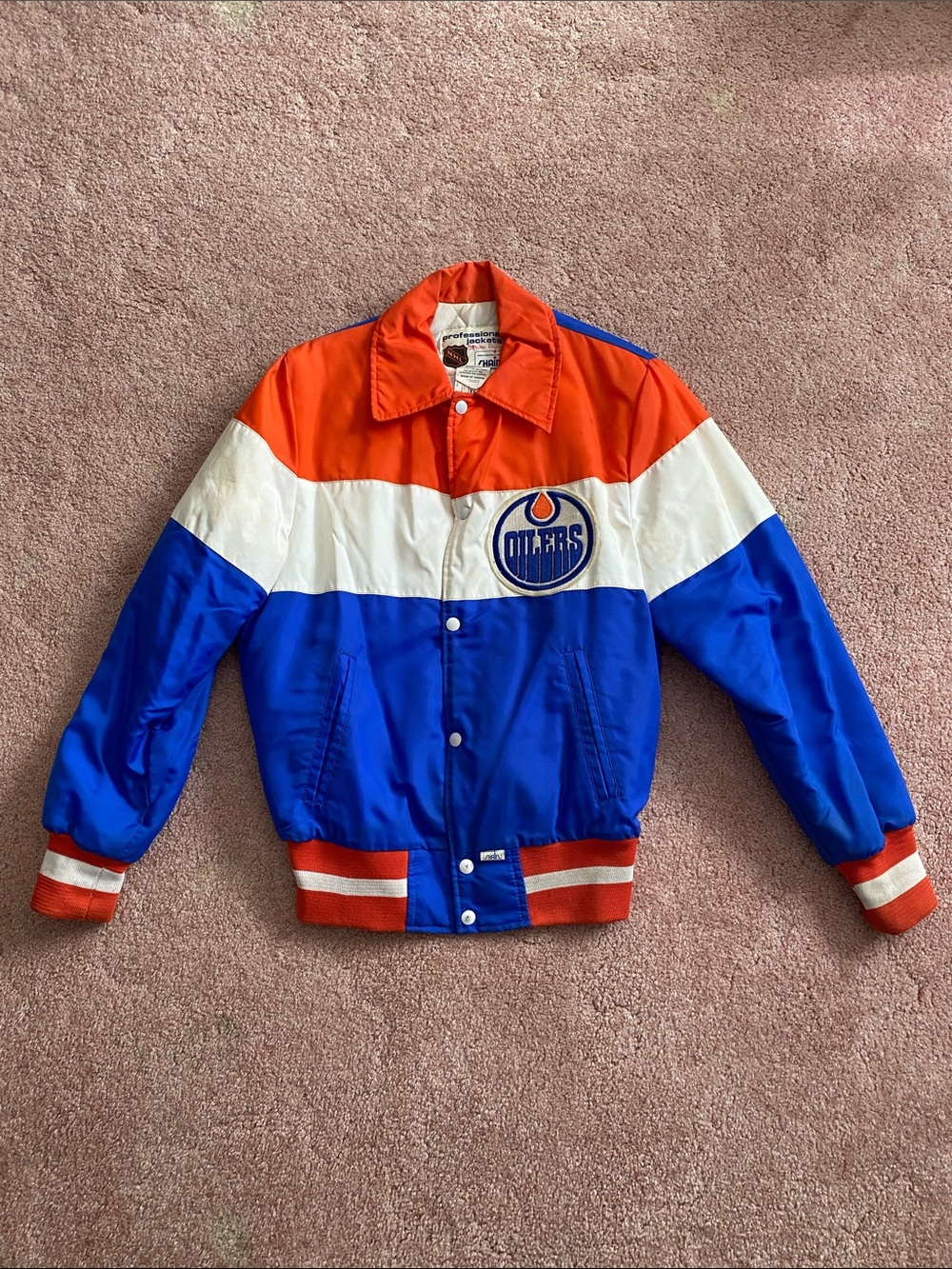 RARE Vintage NHL Edmonton Oilers Shain Staff/Team Member Nylon Colorblock Jacket
